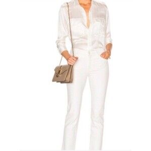 MOTHER Cropped Jean Size 25 The Dropout White/Whipping The Cream Cropped Stretch